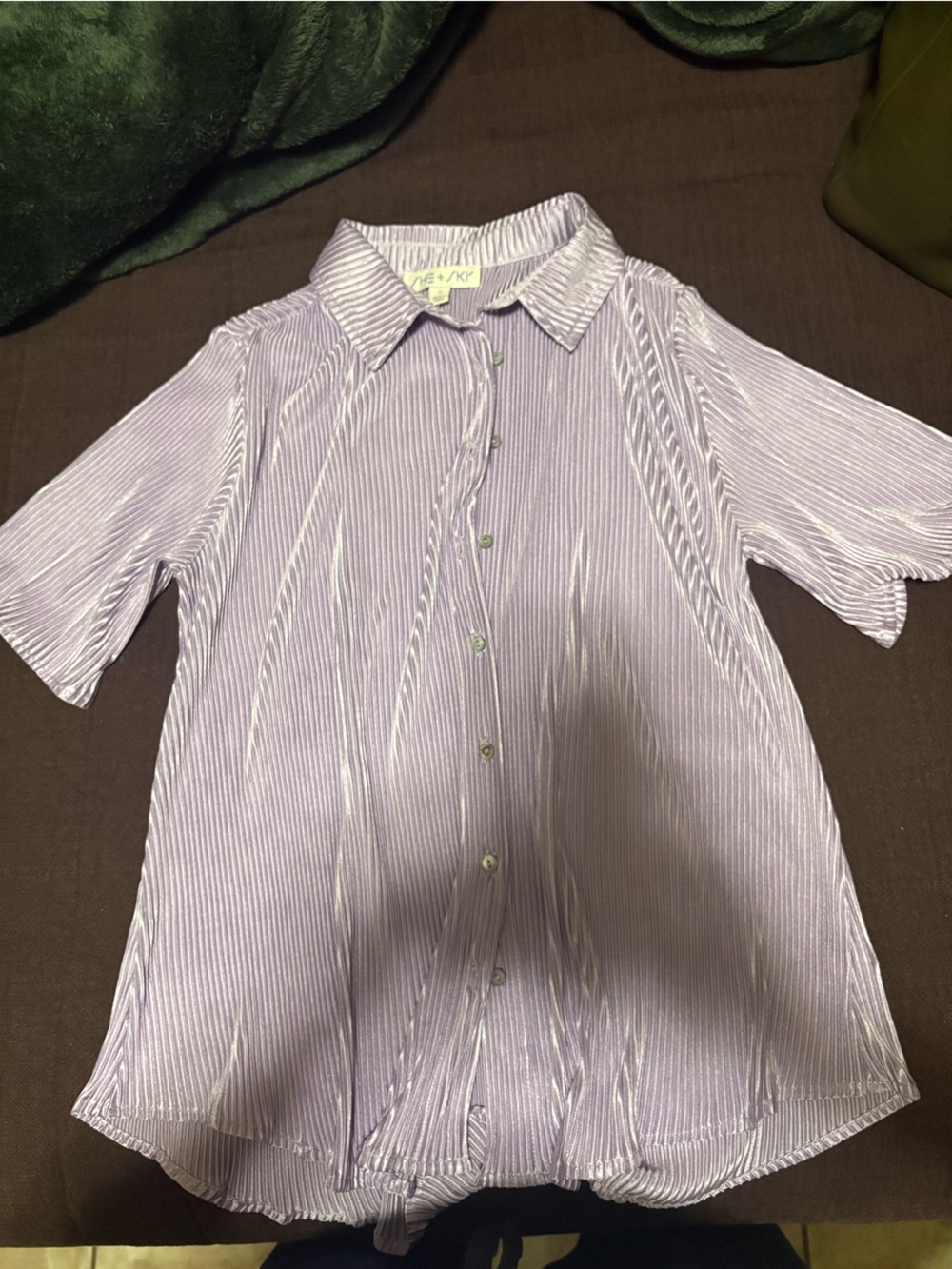 She + Sky Lilac Pleated Top
